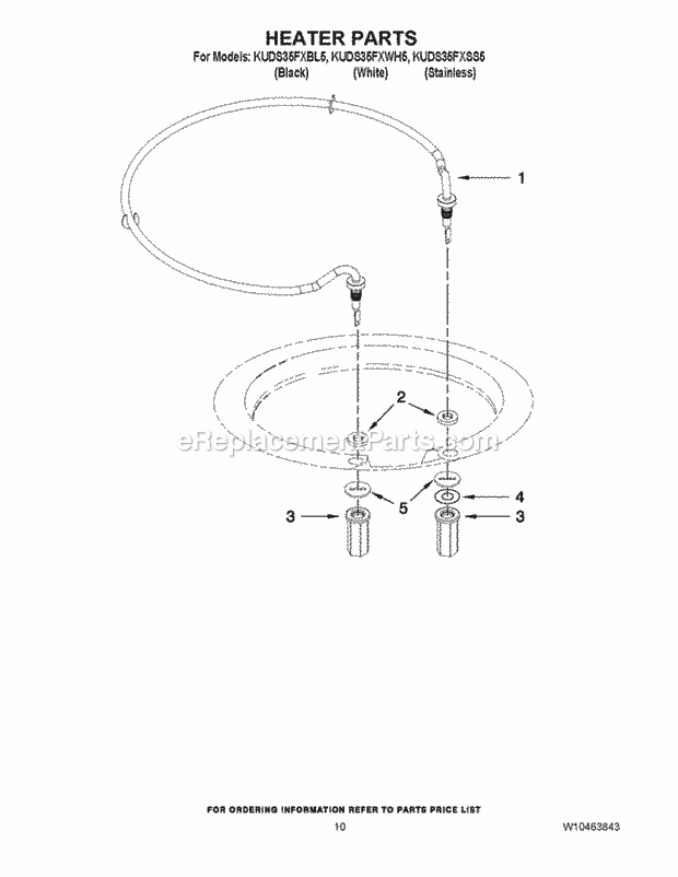 KitchenAid KUDS35FXSS5 Dishwasher Heater Parts Diagram