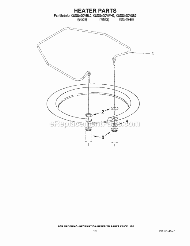 KitchenAid KUDS40CVSS2 Dishwasher Heater Parts Diagram