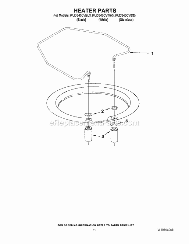 KitchenAid KUDS40CVSS3 Dishwasher Heater Parts Diagram