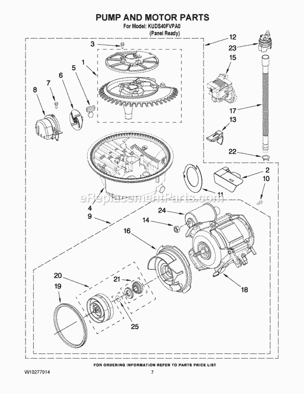KitchenAid KUDS40FVPA0 Dishwasher Pump and Motor Parts Diagram