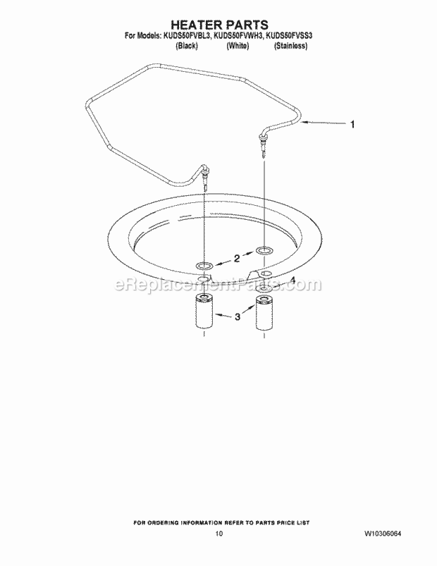 KitchenAid KUDS50FVBL3 Dishwasher Heater Parts Diagram