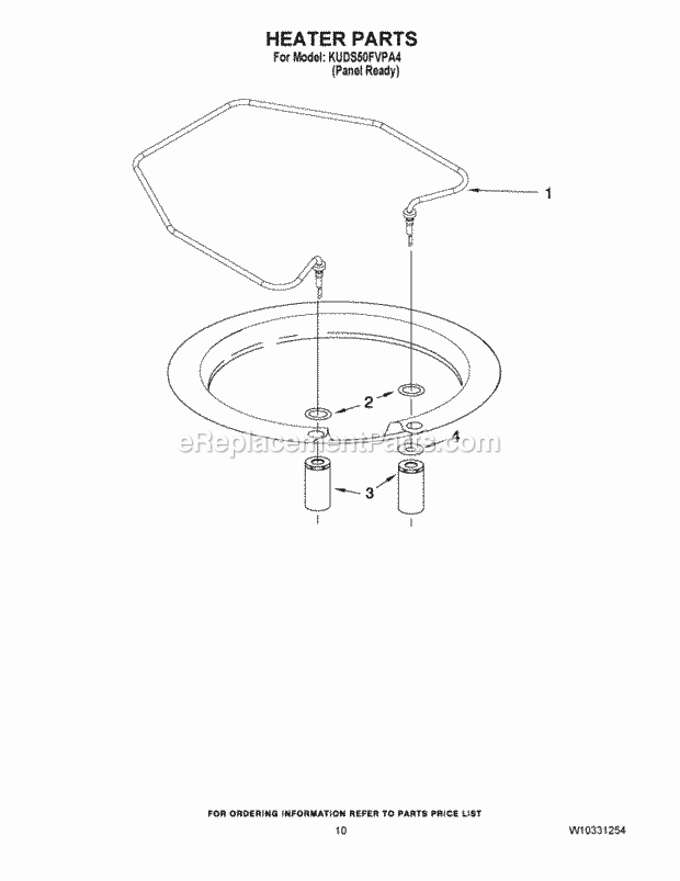 KitchenAid KUDS50FVPA4 Dishwasher Heater Parts Diagram