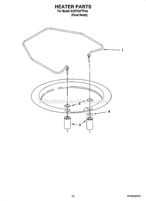 KitchenAid KUDT03FTPA3 Dishwasher Heater Parts Diagram