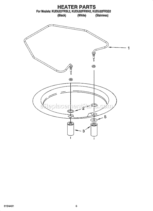 KitchenAid KUDU02FRSS2 Dishwasher Heater Parts Diagram