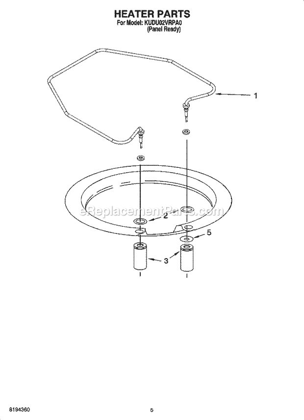 KitchenAid KUDU02VRPA0 Dishwasher Heater Parts Diagram