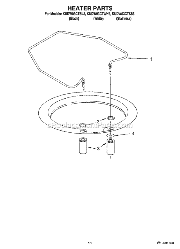 KitchenAid KUDW03CTWH3 Dishwasher Heater Parts Diagram