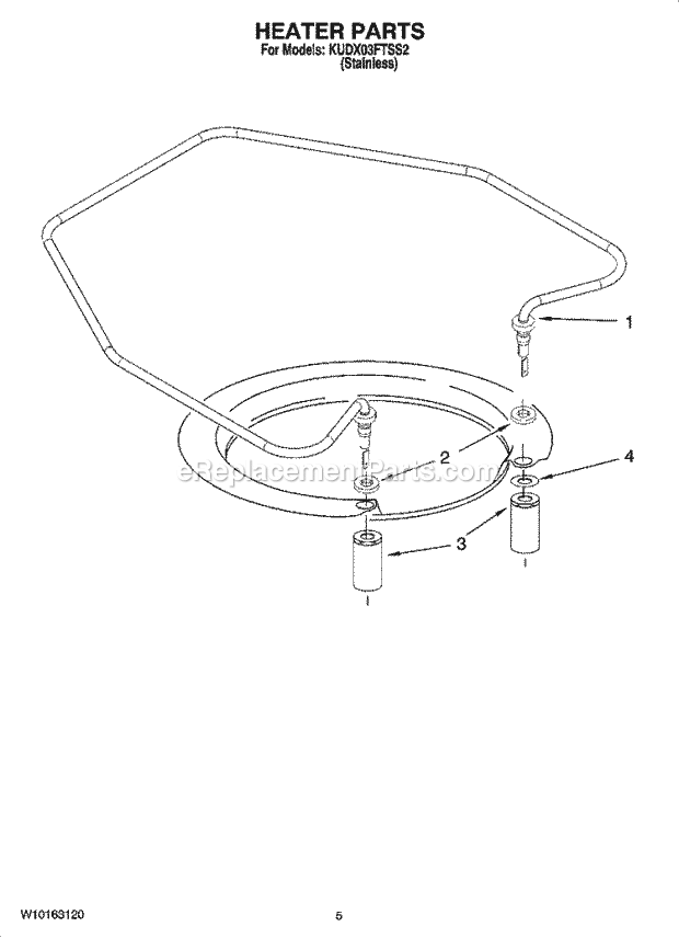 KitchenAid KUDX03FTSS2 Dishwasher Heater Parts Diagram