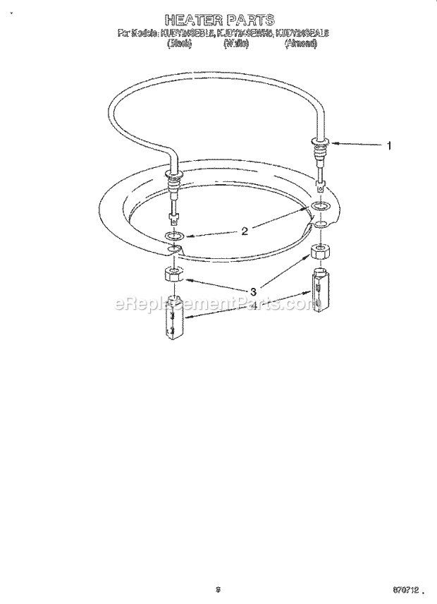 KitchenAid KUDY24SEAL5 Dishwasher Heater Diagram