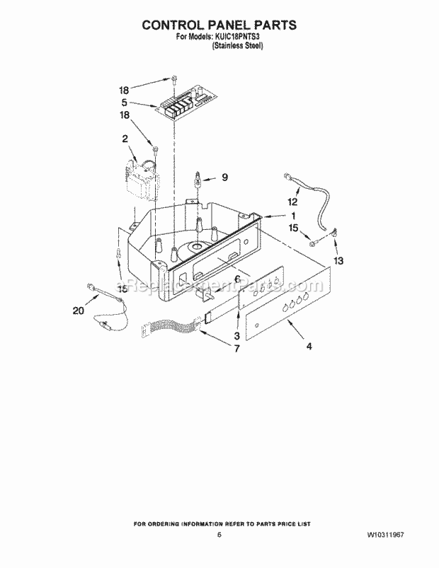 KitchenAid KUIC18PNTS3 Ice Maker Control Panel Parts Diagram