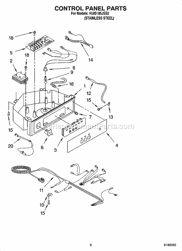 KitchenAid KUIS185JSS2 Ice Maker Control Panel Parts Diagram