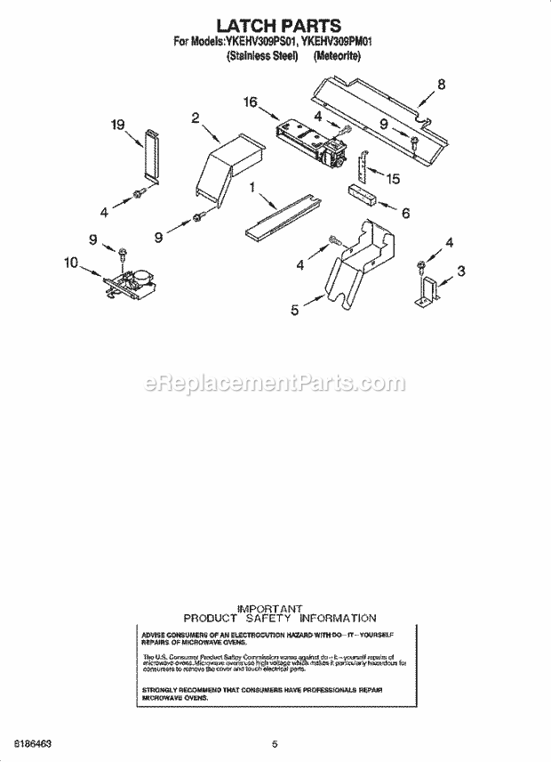 KitchenAid YKEHV309PS01 Oven / Microwave Combo Latch Parts Diagram