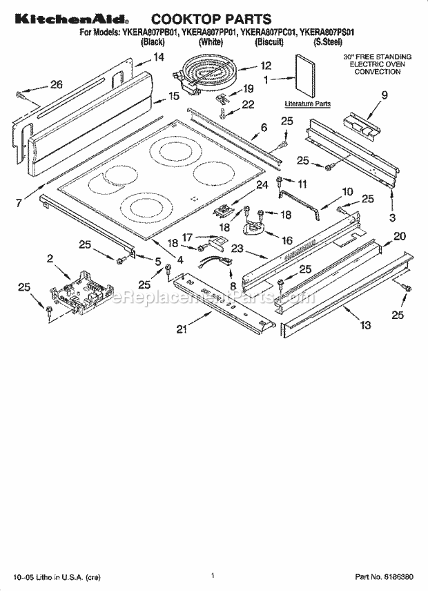 KitchenAid YKERA807PB01 Range Cooktop Parts Diagram