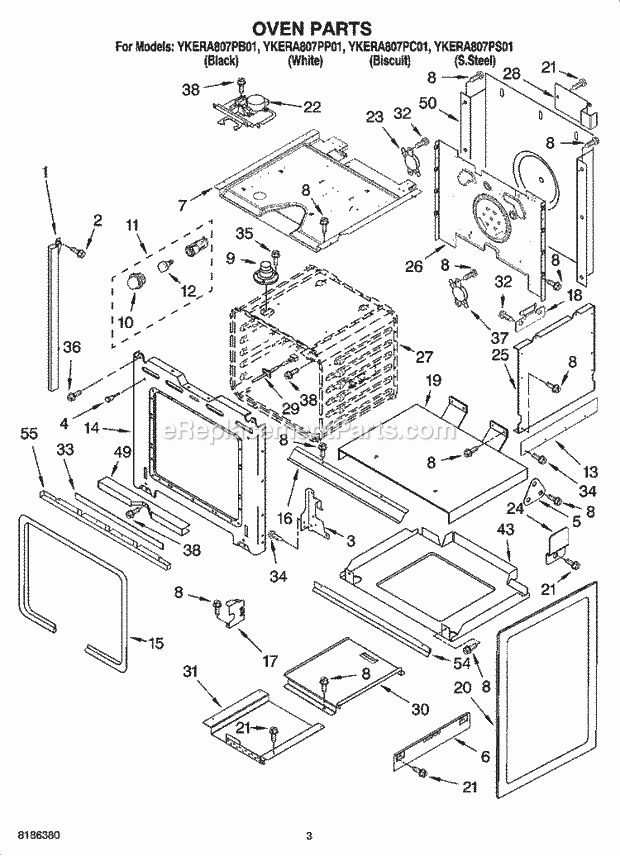 KitchenAid YKERA807PB01 Range Oven Parts Diagram