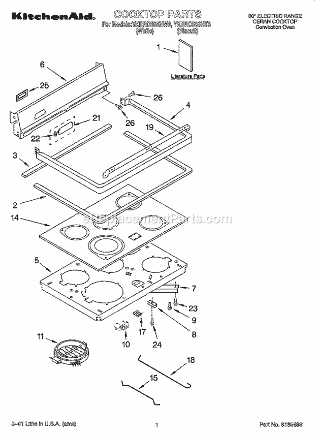 KitchenAid YKERC506HT3 Range Cooktop Parts Diagram