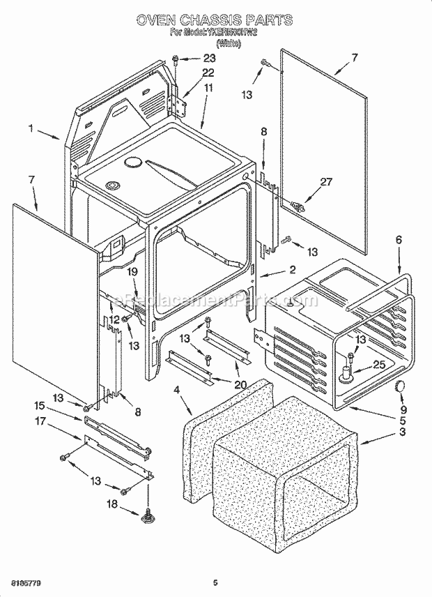 KitchenAid YKERI500HW2 Range Oven Chassis Parts Diagram