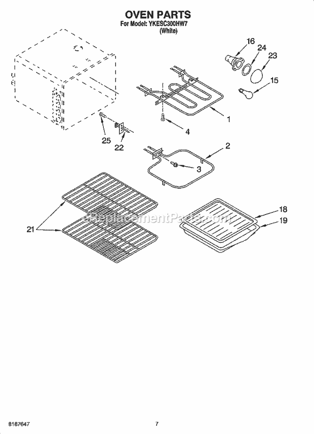 KitchenAid YKESC300HW7 Range Oven Parts Diagram