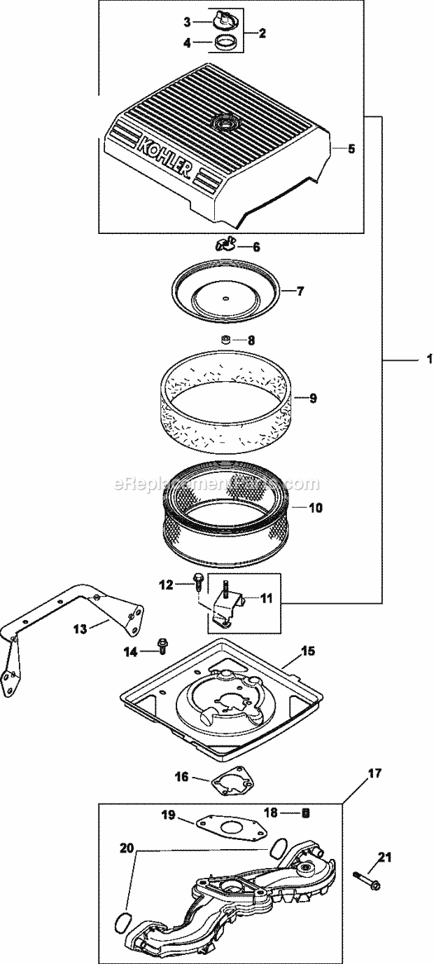 Kohler CH620-3016 18 HP Engine Page B Diagram