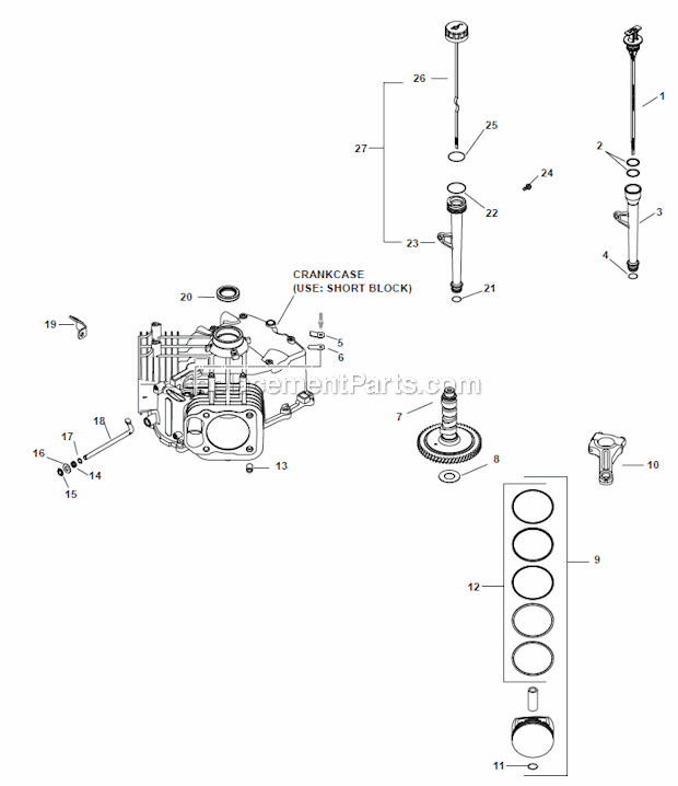 Kohler SV840 23 HP Motor Crankcase Group Diagram