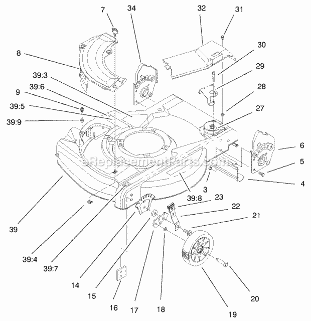 Lawn Boy 10323 (9900001-9999999)(1999) Silverpro Series Lawnmower Housing Assembly Diagram