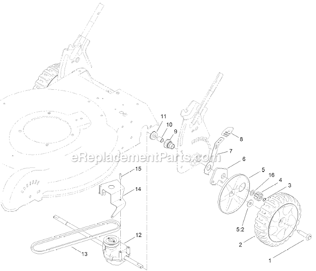 Lawn Boy 10604 (312000001-312999999)(2012) 20In Mulching/Rear Bagging Lawn Mower Transmission, Rear Wheel And Height-Of-Cut Assembly Diagram