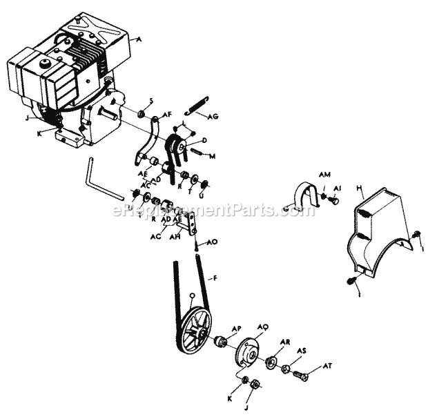Lawn Boy 2680B (400000001-499999999)(1974) 826 Snowblower Engine, Primary Drive & Clutch Diagram