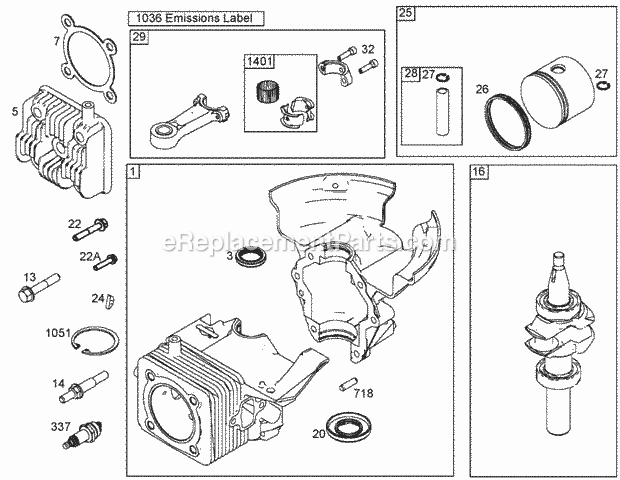 Lawn Boy 33005 (260000001-260999999)(2006) Insight 1000 Snowblower Cylinder, Piston & Connecting Rod Assemblies Diagram