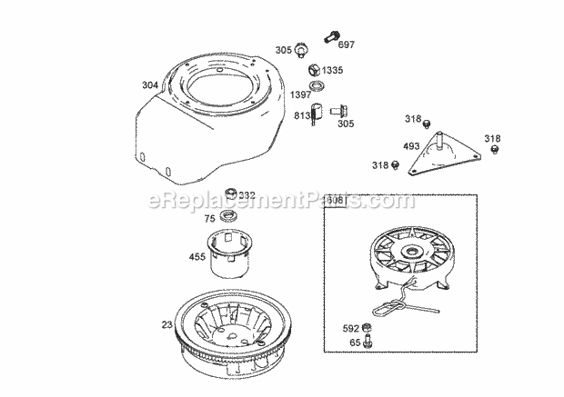 Lawn Boy 33005 (260000001-260999999)(2006) Insight 1000 Snowblower Flywheel, Blower Housing & Starter Assemblies Diagram