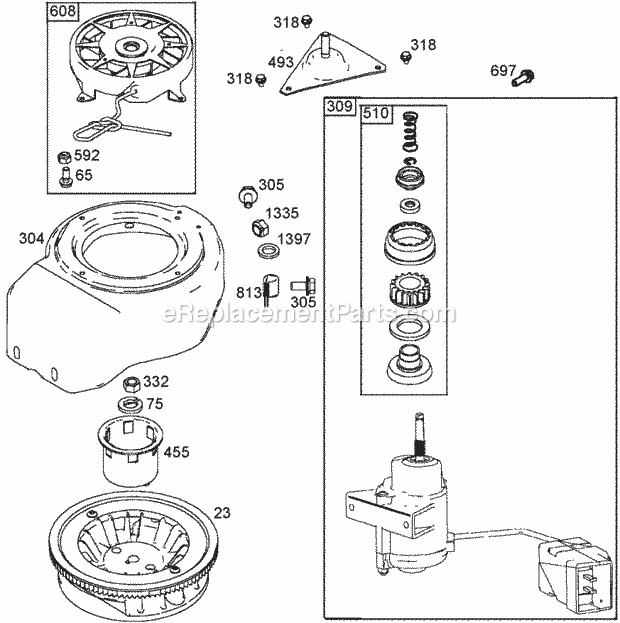 Lawn Boy 33006 (260000001-260999999)(2006) Insight 1000 Snowblower Flywheel, Blower Housing & Starter Assemblies Diagram