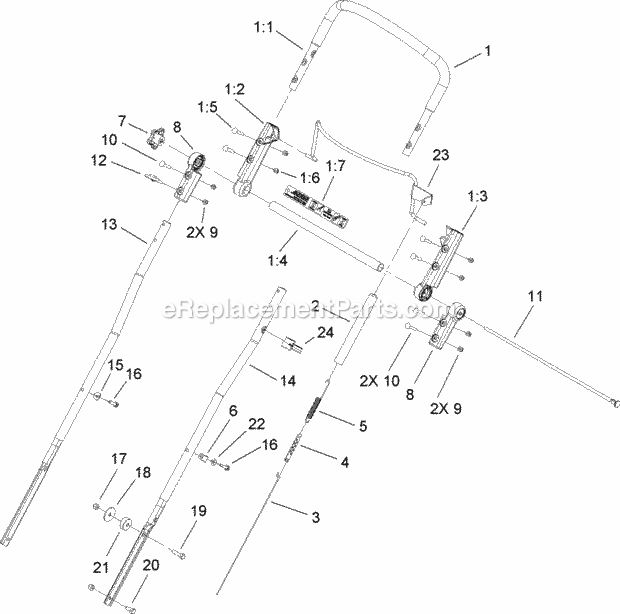 Lawn Boy 33006 (260000001-260999999)(2006) Insight 1000 Snowblower Handle Assembly Diagram