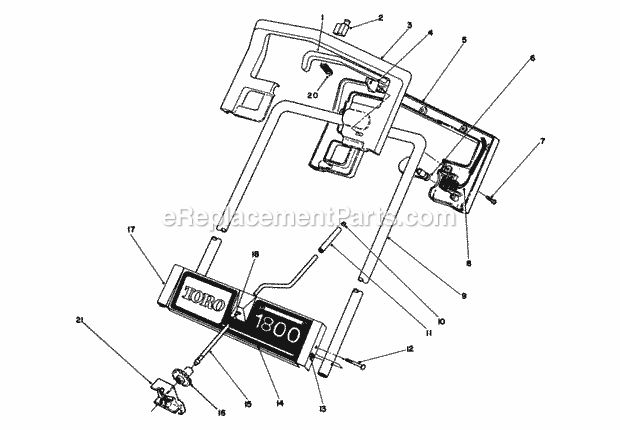 Lawn Boy 38025 (2000001-2999999)(1992) 1800 Power Curve Snowblower Handle Assembly Diagram