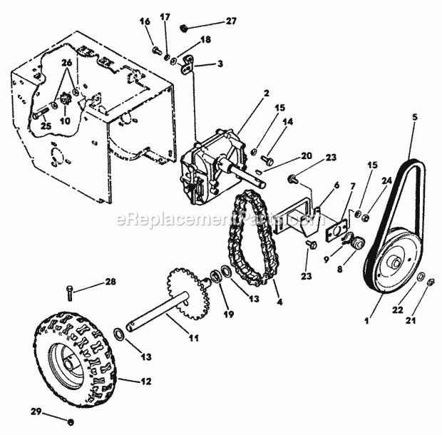 Lawn Boy 55384A (J00000001-J99999999)(1990) St1032 Snowblower Wheel, Axle And Traction Drive Diagram