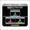 Lexmark Three Pack 100Xl Color High Yield Return Program Ink Cartridges part number: 14N0684