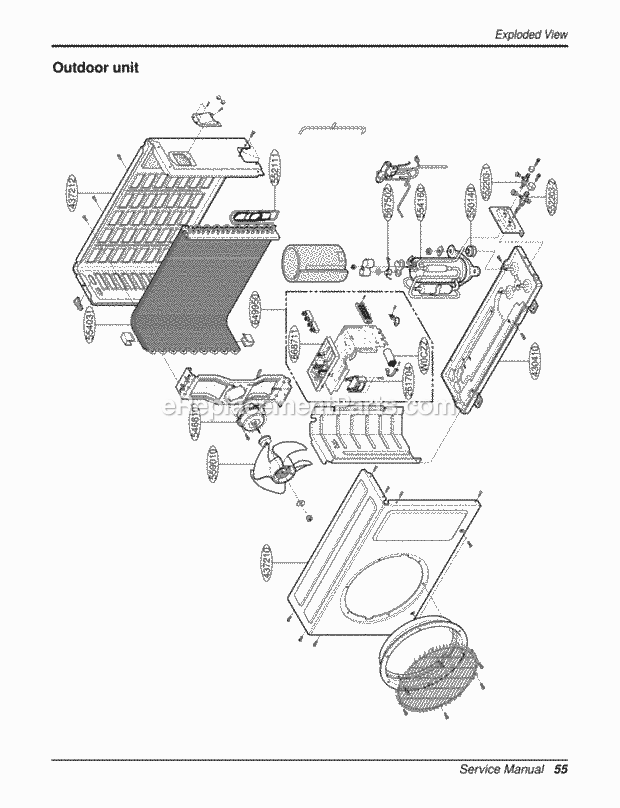 LG LA090CP Room A/C Service Manual Exploded View Outdoor Unit Diagram