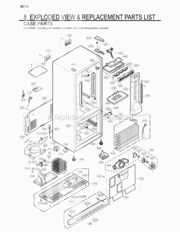 LG LDC22720ST Bottom Freezer Bottom-Mount Refrigerator Case Parts . Exploded View & Replaceme Diagram