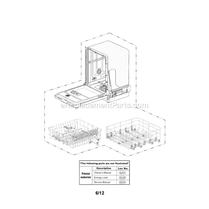 LG LDF7551BB Dishwasher Exploded View Diagram