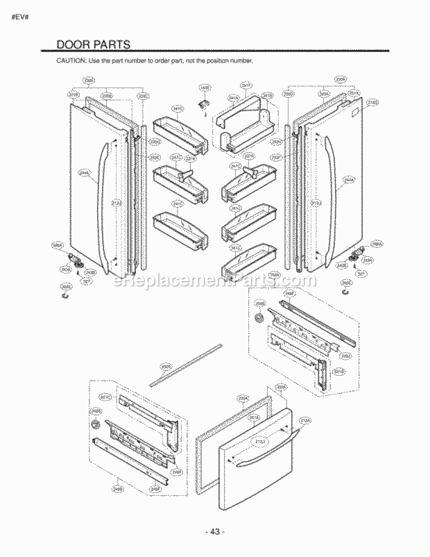 LG LFC23760SW Bottom Freezer Bottom-Mount Refrigerator Door Parts Diagram