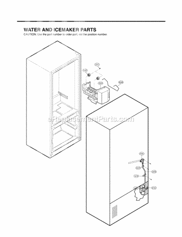 LG LFC25760SB Bottom Freezer Refrigerator Water and Icemaker Parts Diagram