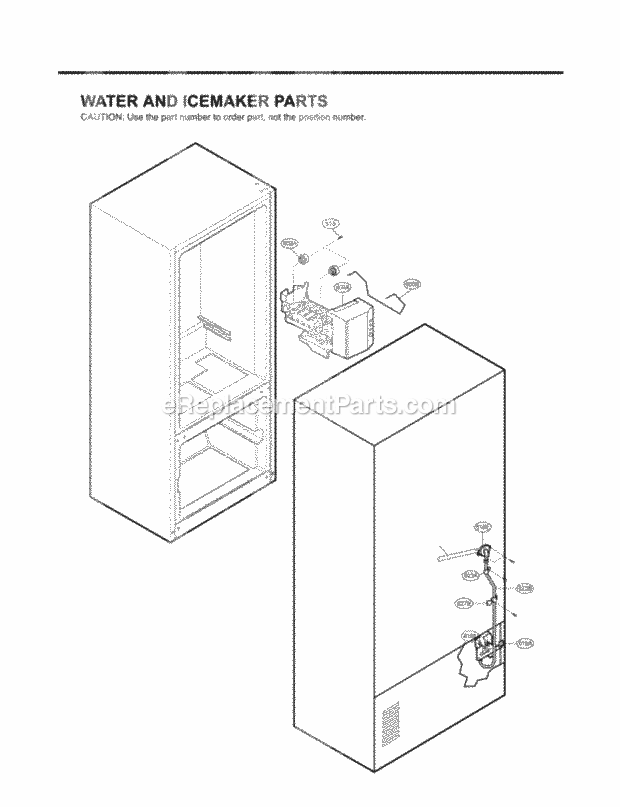 LG LFC25770ST Bottom Freezer Bottom-Mount Refrigerator Water and Icemaker Parts Diagram