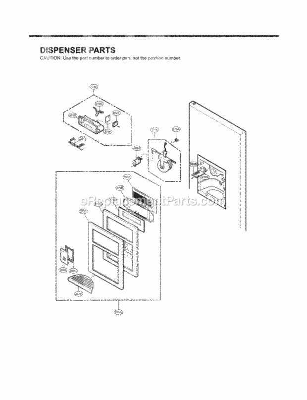 LG LFX21960ST Bottom Freezer Refrigerator Dispenser Parts Diagram