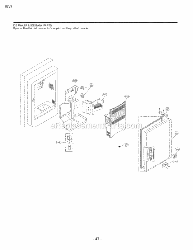 LG LFX23961SB Bottom Freezer Refrigerator Ice Maker & Ice Bank Parts Diagram