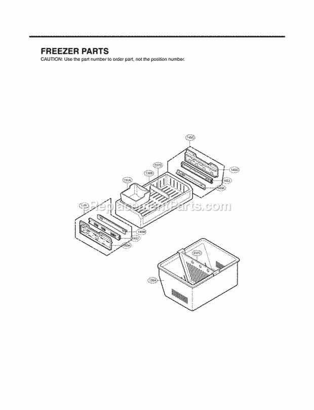 LG LFX25950SW Bottom Freezer Refrigerator Freezer Parts Diagram