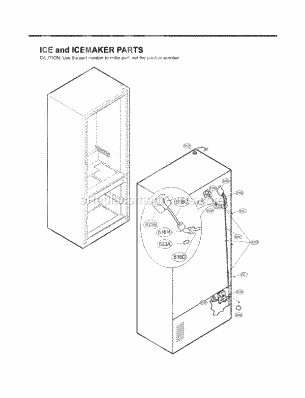 LG LFX25960SB Bottom Freezer Bottom-Mount Refrigerator Ice and Icemaker Parts Diagram