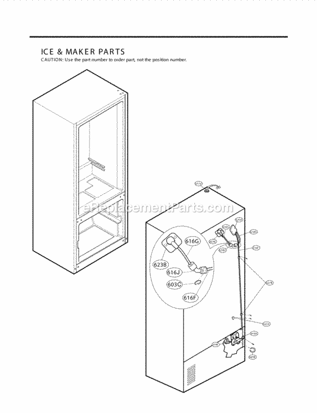 LG LFX25961SW Bottom Freezer Refrigerator Ice & Maker Parts Diagram