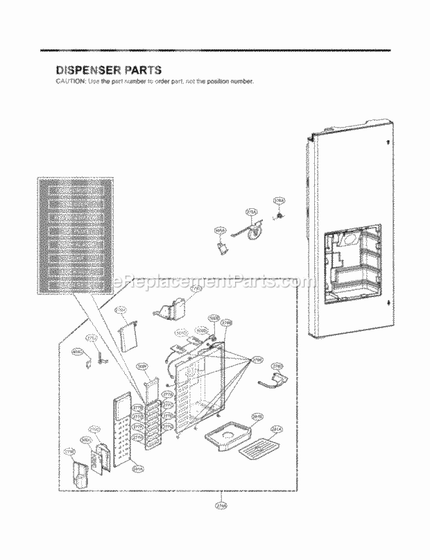 LG LFX25980ST Bottom Freezer Bottom-Mount Refrigerator Dispenser Parts Cubec Diagram