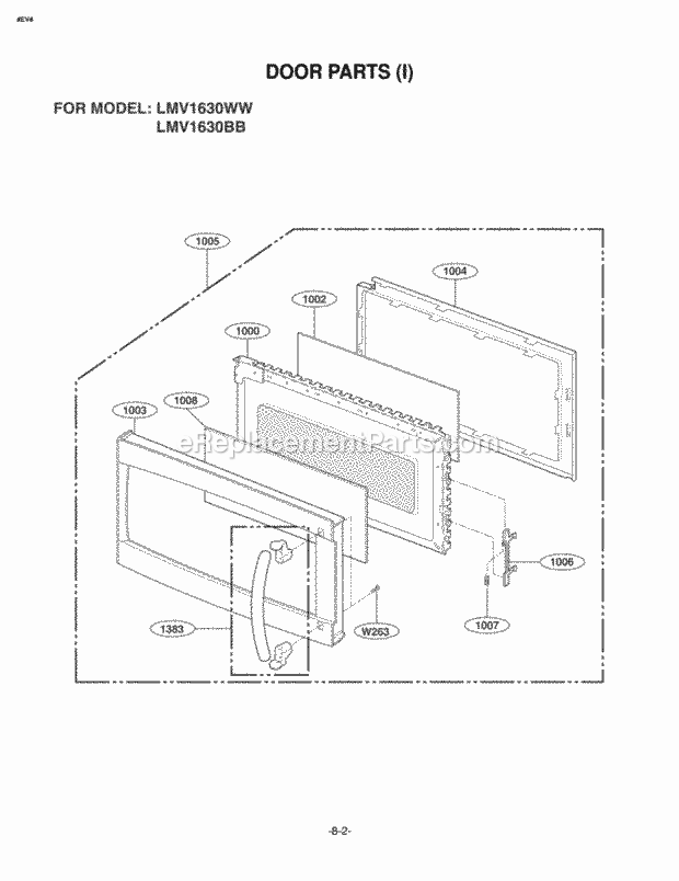 LG LMV1630WW Microwave Hood Combo Microwave Door Parts I Diagram