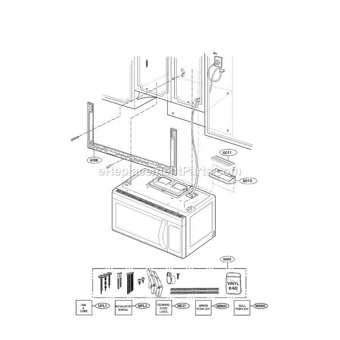 LG LMV1813SB Microwave Oven Installation Diagram