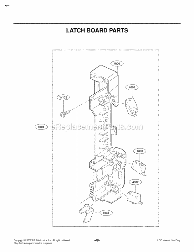 LG LMVM2085ST Microwave Hood Combo Microwave Latch Board Parts Diagram