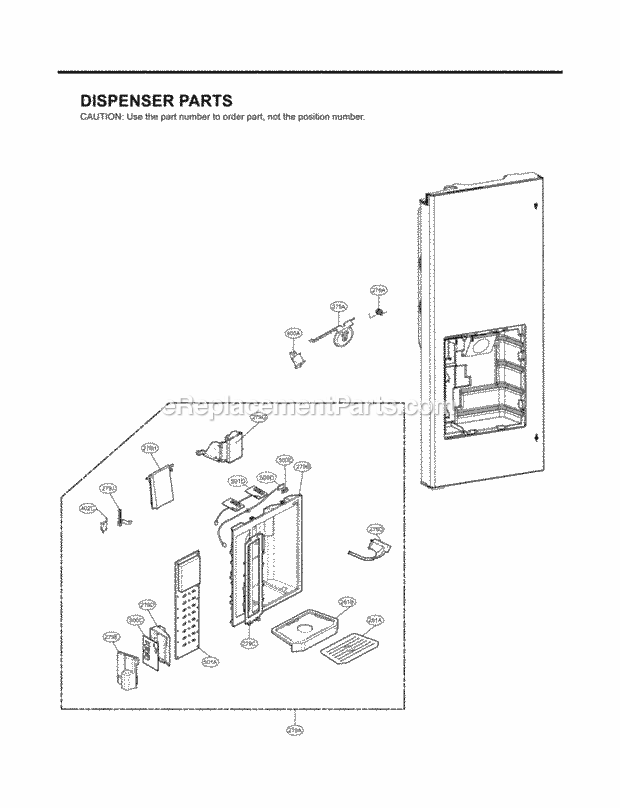 LG LMX21981ST Bottom Freezer Bottom-Mount Refrigerator Dispenser Parts Diagram