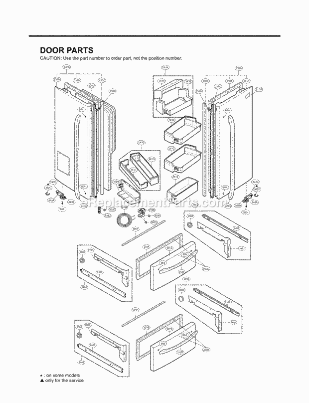 LG LMX21981ST Bottom Freezer Bottom-Mount Refrigerator Door Parts Diagram