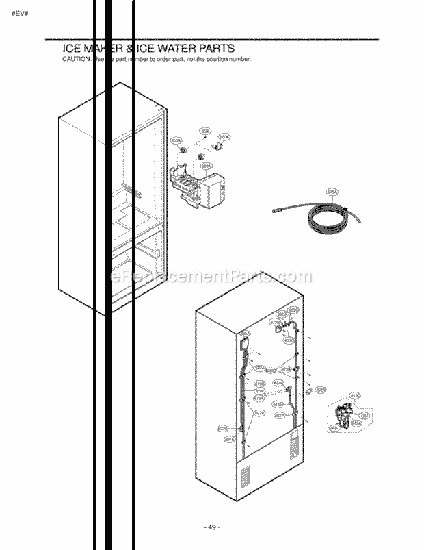 LG LRBC22544WW Bottom Freezer Refrigerator - Bottom Mount Ice Maker & Ice Water Parts Diagram